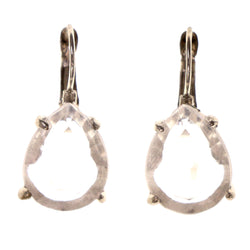 Crystal Accents Metal Dangle-Earrings Silver-Tone & Clear #LQE3197