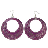 Pink & Silver-Tone Colored Metal Dangle-Earrings #LQE3201