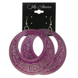 Pink & Silver-Tone Colored Metal Dangle-Earrings #LQE3201