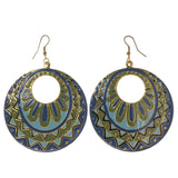 Blue & Gold-Tone Colored Metal Dangle-Earrings #LQE3202