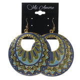 Blue & Gold-Tone Colored Metal Dangle-Earrings #LQE3202