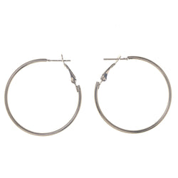 Silver-Tone Metal Hoop-Earrings #LQE3221