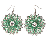 Silver-Tone & Green Colored Metal Dangle-Earrings #LQE3225