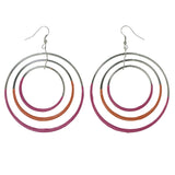 Orange & Pink Colored Metal Dangle-Earrings #LQE3232