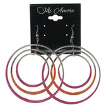 Orange & Pink Colored Metal Dangle-Earrings #LQE3232