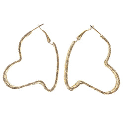 Heart Hoop-Earrings Gold-Tone Color #LQE3233