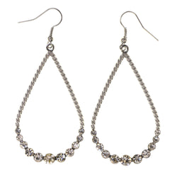 Silver-Tone Metal Dangle-Earrings With Crystal Accents #LQE3236