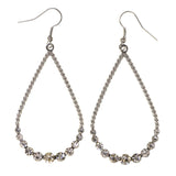 Silver-Tone Metal Dangle-Earrings With Crystal Accents #LQE3236