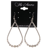 Silver-Tone Metal Dangle-Earrings With Crystal Accents #LQE3236