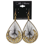Gold-Tone & Gray Colored Metal Dangle-Earrings #LQE3239