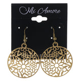 Flower Dangle-Earrings Gold-Tone Color #LQE3243