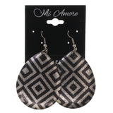 Silver-Tone & Black Colored Metal Dangle-Earrings #LQE3245