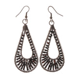 Silver-Tone & Black Colored Metal Dangle-Earrings With Bead Accents #LQE3247