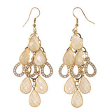 Gold-Tone & Peach Metal Chandelier-Earrings Crystal Accents #LQE3250