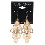 Gold-Tone & Peach Metal Chandelier-Earrings Crystal Accents #LQE3250