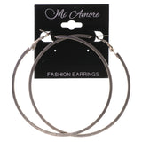 Silver-Tone Metal Hoop-Earrings #LQE3256