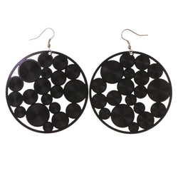 Black & Silver-Tone Colored Metal Dangle-Earrings #LQE3259