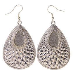 Glitter Sparkle Dangle-Earrings Silver-Tone Color #LQE3264