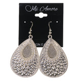 Glitter Sparkle Dangle-Earrings Silver-Tone Color #LQE3264