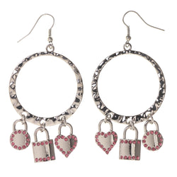 Colorful  Lock Heart Dangle-Earrings #LQE3265