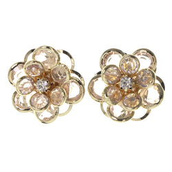 Flower Stud-Earrings With Crystal Accents Gold-Tone & Clear Colored #LQE3276