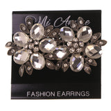 Flower Stud-Earrings With Crystal Accents  Silver-Tone Color #LQE3279