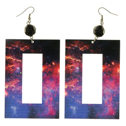 Sky Clouds Stars Dangle-Earrings With Bead Accents Blue & Red Colored #LQE3286
