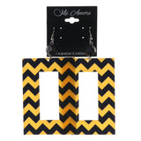 Chevron Dangle-Earrings With Bead Accents Yellow & Black Colored #LQE3287