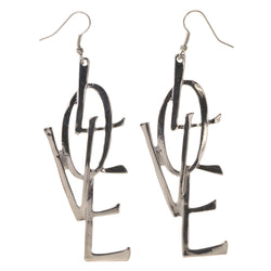 Love Dangle-Earrings Silver-Tone Color  #LQE3289