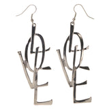 Love Dangle-Earrings Silver-Tone Color  #LQE3289