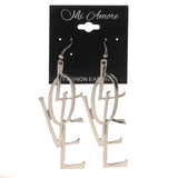 Love Dangle-Earrings Silver-Tone Color  #LQE3289