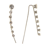 Silver-Tone Metal Dangle-Earrings With Crystal Accents #LQE3291