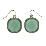 Green & Gold-Tone Colored Metal Dangle-Earrings With Bead Accents #LQE3296