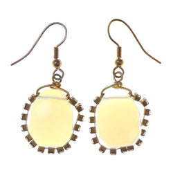 White & Gold-Tone Colored Metal Dangle-Earrings With Crystal Accents #LQE3298