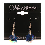 Leaf AB Finish Dangle-Earrings Bead Accents Blue & Silver-Tone #LQE3300