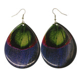 Peacock Feather Dangle-Earrings Colorful #LQE3304