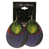 Peacock Feather Dangle-Earrings Colorful #LQE3304