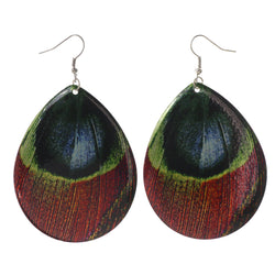 Peacock Feather Dangle-Earrings Colorful #LQE3305