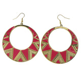 Pink & Gold-Tone Colored Metal Dangle-Earrings #LQE3310