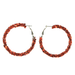 Red Metal Hoop-Earrings #LQE3311