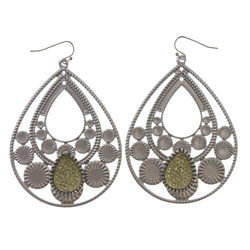 Silver-Tone & Yellow Colored Metal Dangle-Earrings #LQE3315