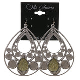 Silver-Tone & Yellow Colored Metal Dangle-Earrings #LQE3315