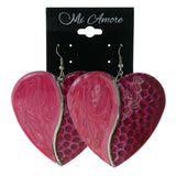 Heart Dangle-Earrings Pink & Silver-Tone Colored #LQE3320