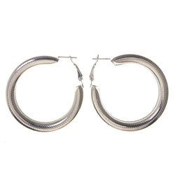 Silver-Tone Metal Hoop-Earrings #LQE3324