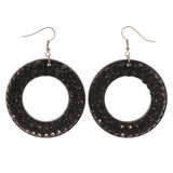 Black Acrylic Dangle-Earrings With Crystal Accents #LQE3330