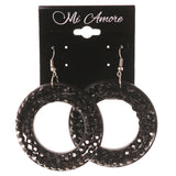 Black Acrylic Dangle-Earrings With Crystal Accents #LQE3330