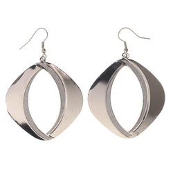 Glitter Sparkle Dangle-Earrings Silver-Tone Color  #LQE3332