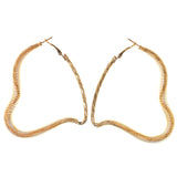Heart Hoop-Earrings Gold-Tone Color  #LQE3334
