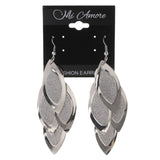 Glitter Sparkle Chandelier-Earrings Silver-Tone Color  #LQE3337