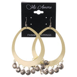 White & Silver-Tone Colored Metal Dangle-Earrings With Bead Accents #LQE3339
